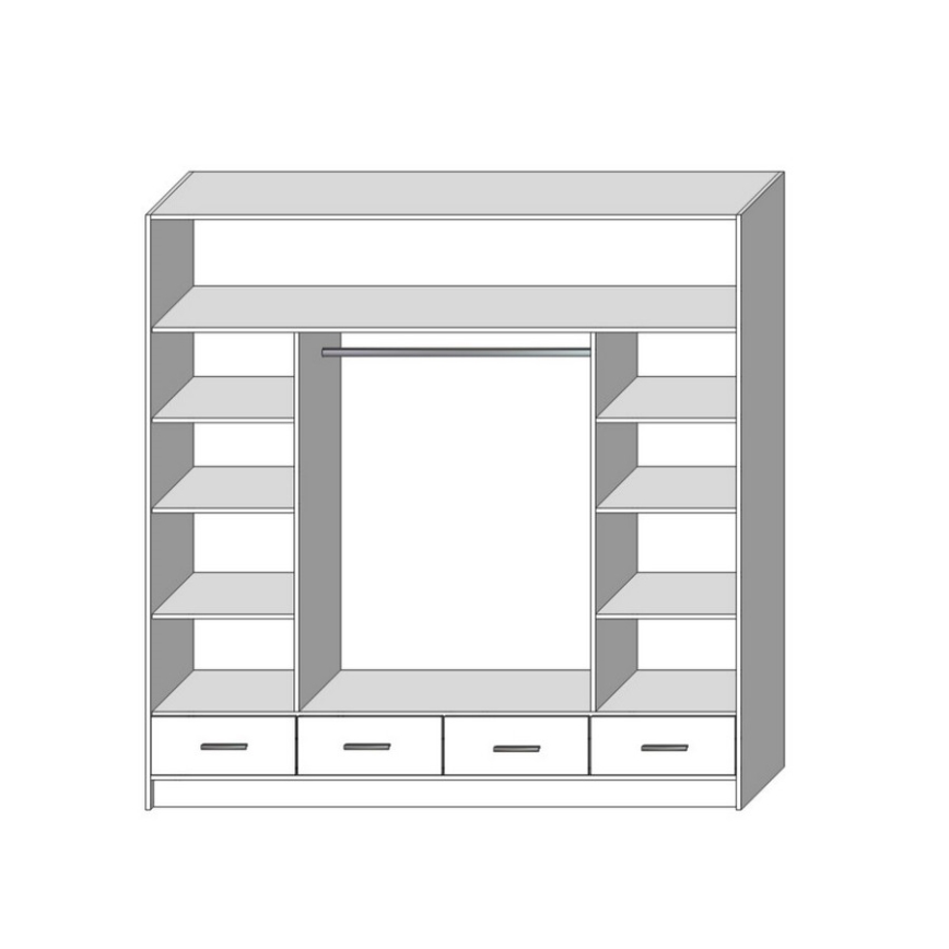 Kleiderschrank mit Spiegel SANNA 200x215 cm weiß