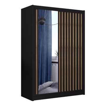 Kleiderschrank mit Spiegel SANTINO 150x215 cm schwarz/eiche