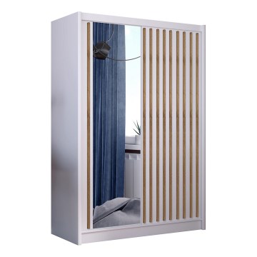 Kleiderschrank mit Spiegel SANTINO 150x215 cm weiß/eiche