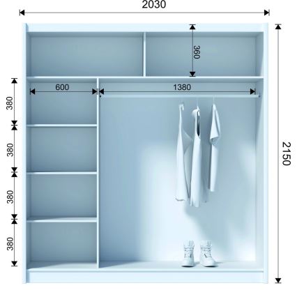 Kleiderschrank mit Spiegel SANTINO 203x215x61 cm schwarz/Craft-Eiche