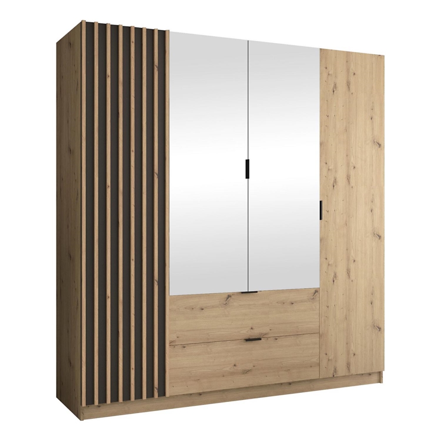 Kleiderschrank mit Spiegel VISTA 200x215 cm Eiche Artisan/Grafit