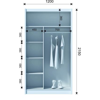 Kleiderschrank SABRINA 120x215 cm Eiche Wotan