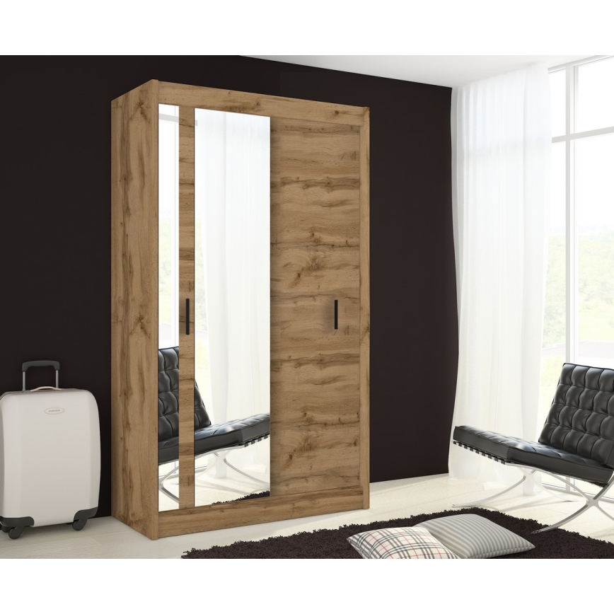 Kleiderschrank mit Spiegel SABRINA 120x215 cm Wotan-Eiche