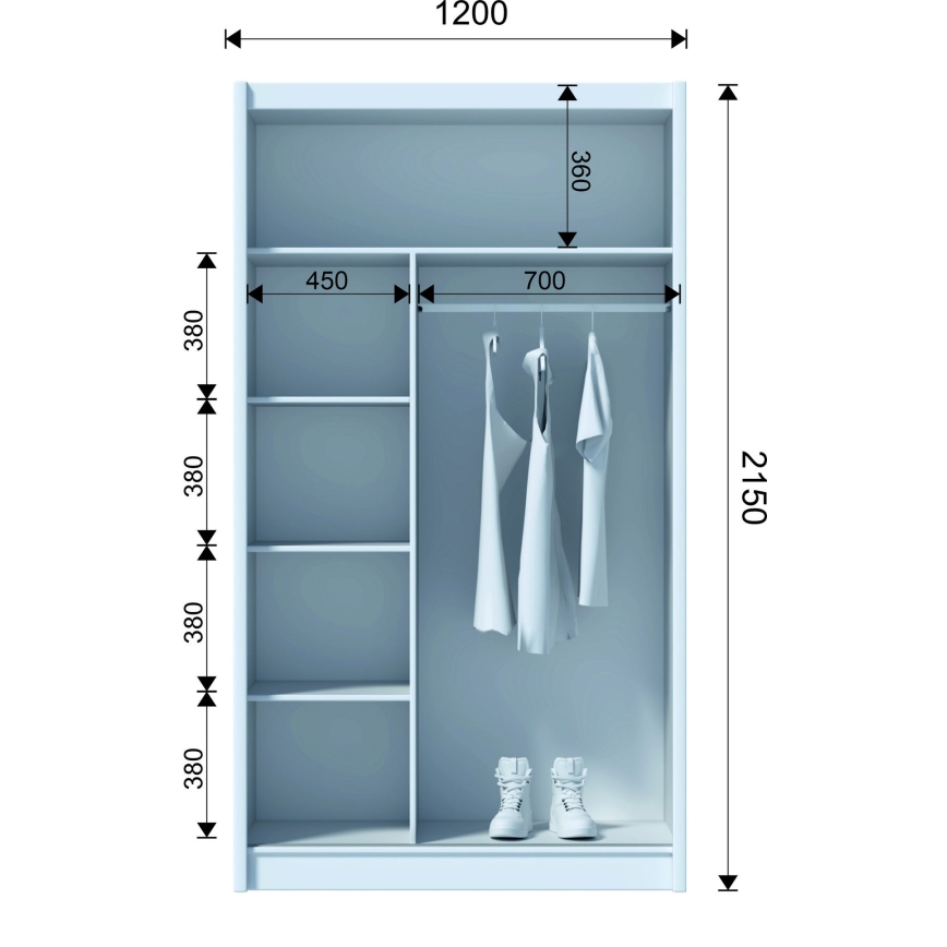 Kleiderschrank SABRINA 120x215 cm weiß
