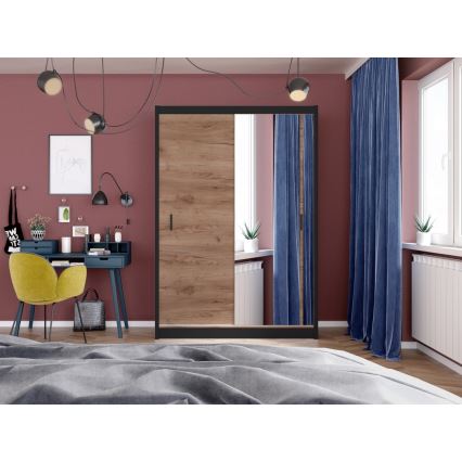 Kleiderschrank mit Spiegel SABRINA 150x215 cm Eiche Craft