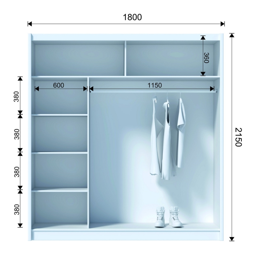 Kleiderschrank SABRINA 180x215 cm Eiche Wotan
