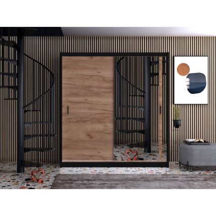 Kleiderschrank mit Spiegel SABRINA 180x215 cm Eiche Craft