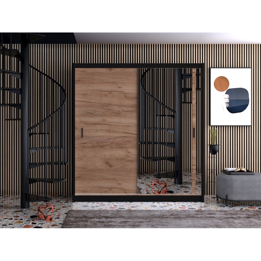 Kleiderschrank mit Spiegel SABRINA 180x215 cm Eiche Craft