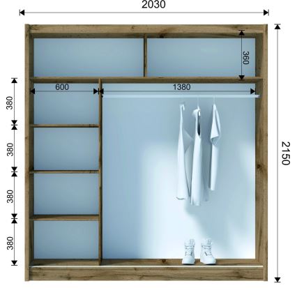 Kleiderschrank SABRINA 203x215 cm Eiche Wotan