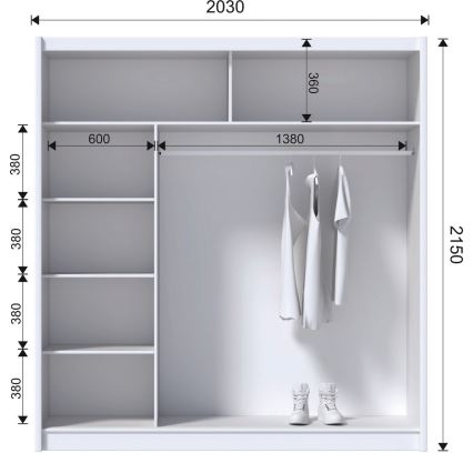 Kleiderschrank SABRINA 203x215 cm weiß