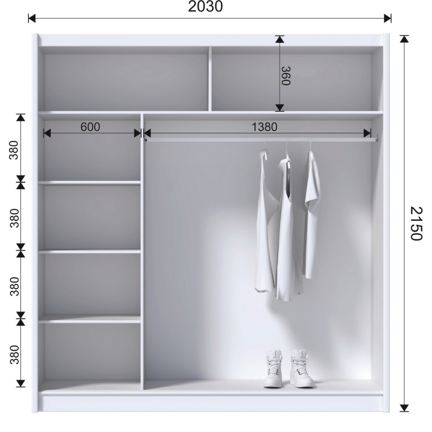 Kleiderschrank SABRINA 203x215 cm weiß