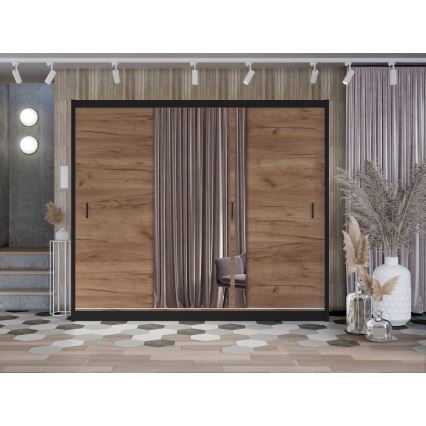 Kleiderschrank mit Spiegel SABRINA 250x215 cm Eiche Craft