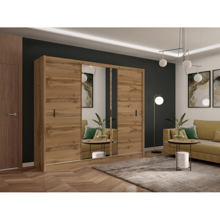 Kleiderschrank mit Spiegel SABRINA 250x215 cm Wotan-Eiche