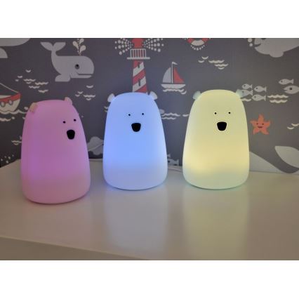 Kleine LED-RGB-Kinderleuchte mit Touch-Funktion BEAR LED/0,8W/5V blau