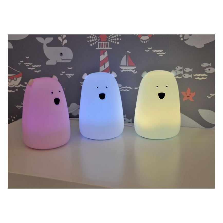 Kleine LED-RGB-Kinderleuchte mit Touch-Funktion BEAR LED/0,8W/5V blau