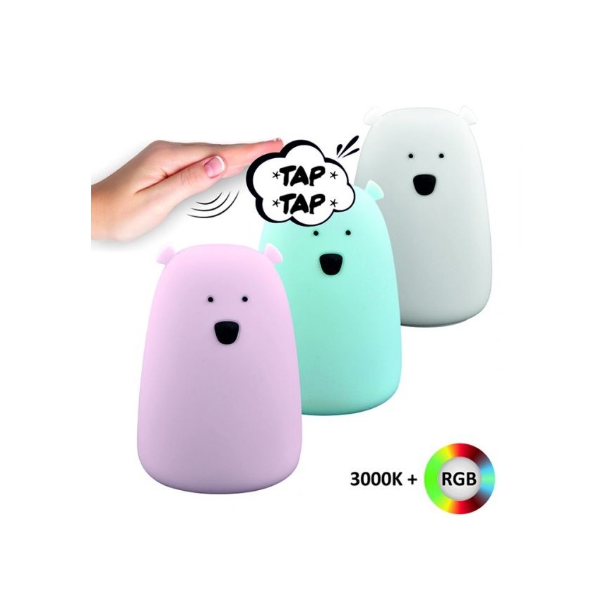 Kleine LED-RGB-Kinderleuchte mit Touch-Funktion BEAR LED/0,8W/5V blau