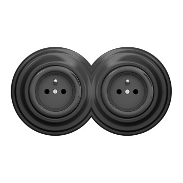 Kliklap - Doppelte Retro-Steckdose für den Haushalt mit Rahmen, 230 V, Anthrazit