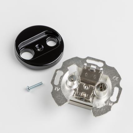 Kliklap - Retro-Antennendose TV+R (Durchgangsanschluss) mit Rahmen, schwarz