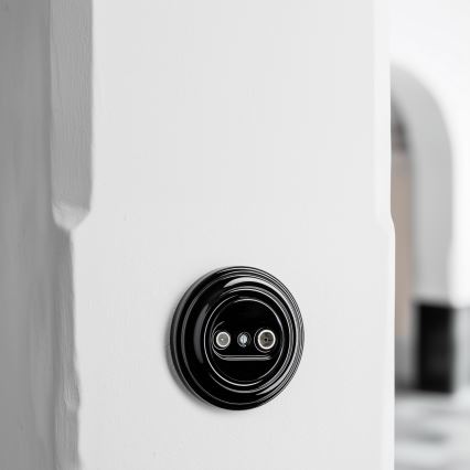 Kliklap - Retro-Antennendose TV+R (Durchgangsanschluss) mit Rahmen, schwarz