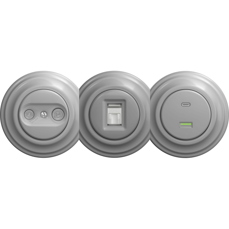 Kliklap - Retro-Datenanschluss ohne Rahmen, grau