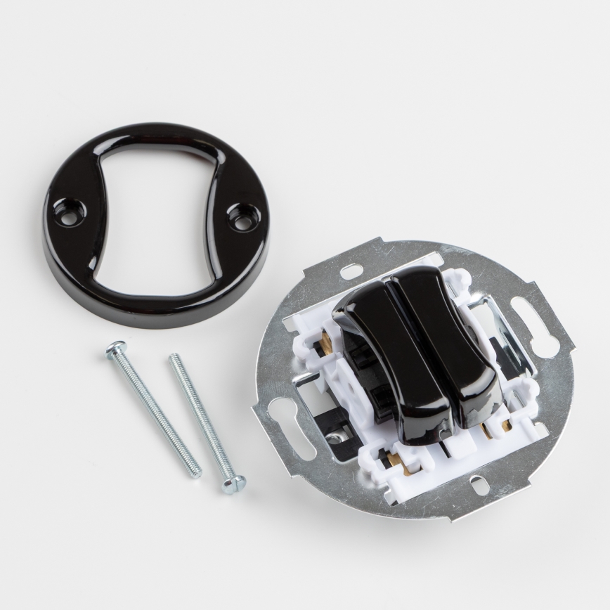 Kliklap - Retro Doppel-Taster mit Rahmen, schwarz