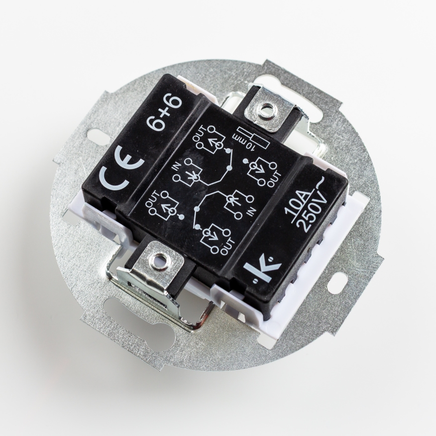 Kliklap - Retro Doppel-Treppenlichtschalter mit Rahmen Nr. 6+6, braun