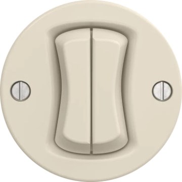 Kliklap – Retro Doppel-Treppenlichtschalter, rahmenlos, Nr. 6+6, Beige