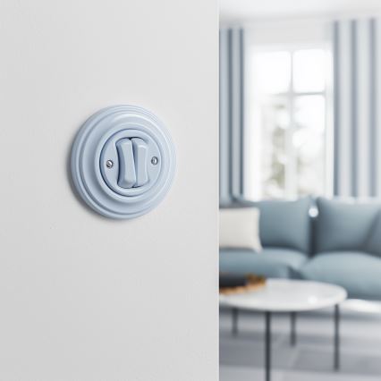 Kliklap - Retro-Doppel-Treppenschalter mit Rahmen Nr. 6+6, blau