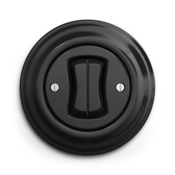 Kliklap - Retro Doppel-Wechselschalter für Treppen mit Rahmen Nr. 6+6, schwarz