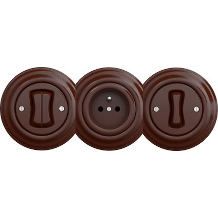 Kliklap - Retro Doppel-Wechselschalter ohne Rahmen Nr. 6+6 ohne Rahmen Braun