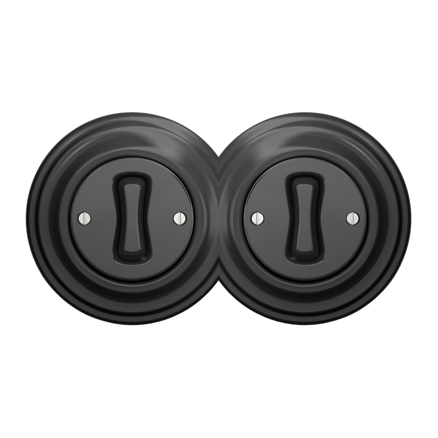 Kliklap - Retro-Doppelschalter (einpolig) mit Rahmen Nr. 1, Anthrazit