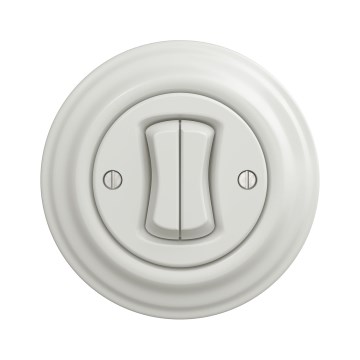 Kliklap - Retro Doppelschalter für Treppen mit Rahmen Nr. 6+6, Keramikweiß