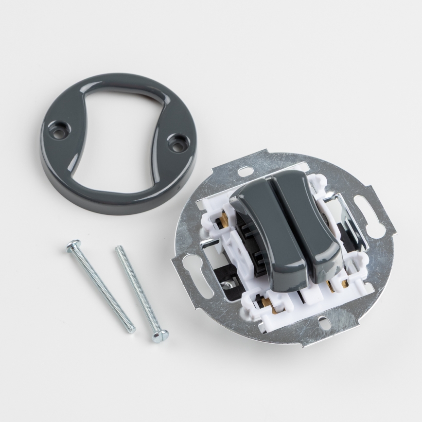 Kliklap - Retro Doppeltaster mit Rahmen, anthrazit