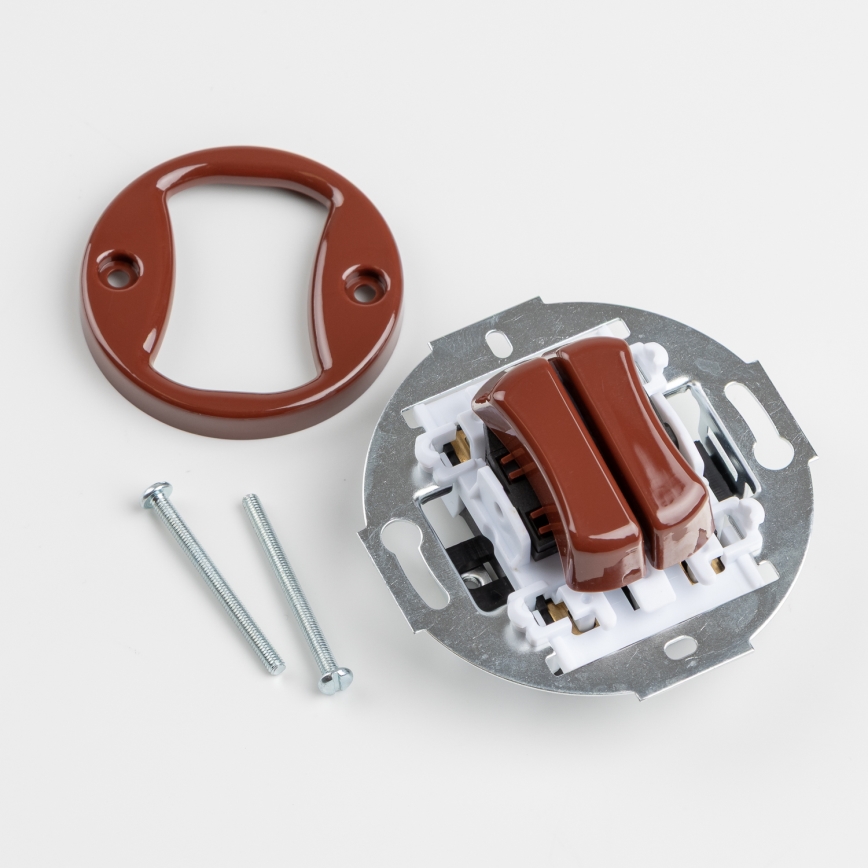 Kliklap – Retro-Doppeltaster mit Rahmen, braun