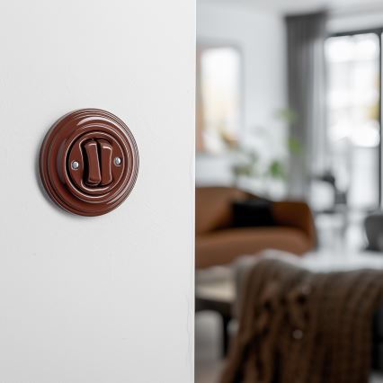 Kliklap – Retro-Doppeltaster mit Rahmen, braun