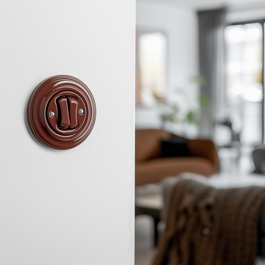 Kliklap – Retro-Doppeltaster mit Rahmen, braun