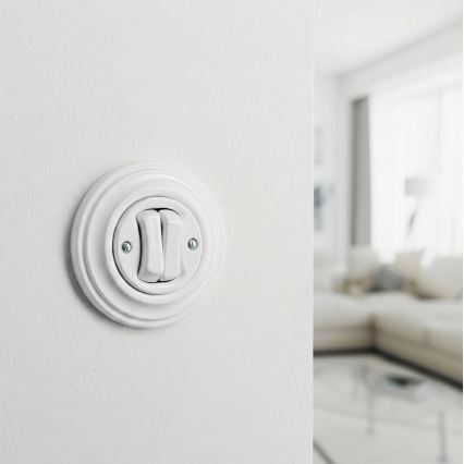 Kliklap - Retro Doppeltaster mit Rahmen, schneeweiß