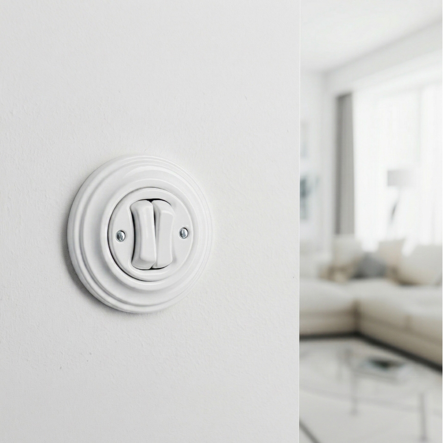 Kliklap - Retro Doppeltaster mit Rahmen, schneeweiß