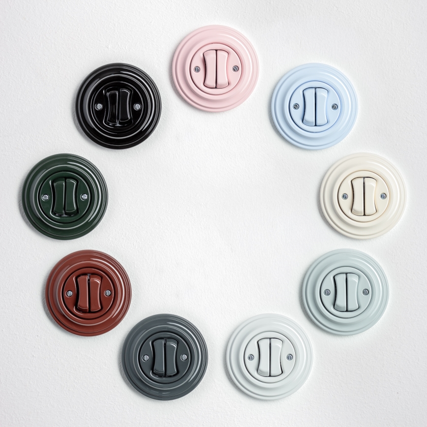 Kliklap - Retro Doppeltaster mit Rahmen, schneeweiß