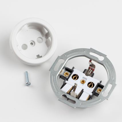 Kliklap - Retro-Einpolschalter Nr. 1 und SCHUKO-Steckdose 230 V mit Rahmen, schneeweiß