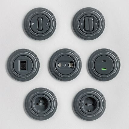 Kliklap - Retro-Einpolschalter mit Rahmen Nr. 1, Anthrazit