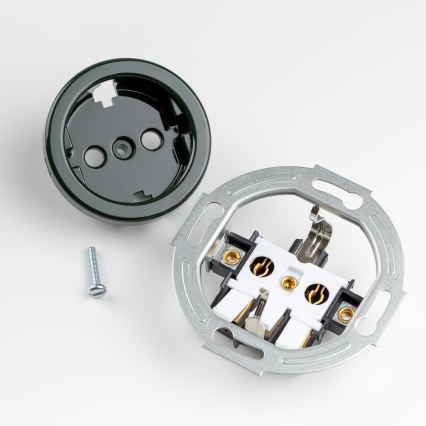 Kliklap - Retro-Einpolschalter Nr. 1 und SCHUKO-Steckdose 230 V mit Rahmen, grün