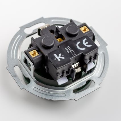 Kliklap - Retro-Einpolschalter Nr. 1 und SCHUKO-Steckdose 230 V mit Rahmen, grün