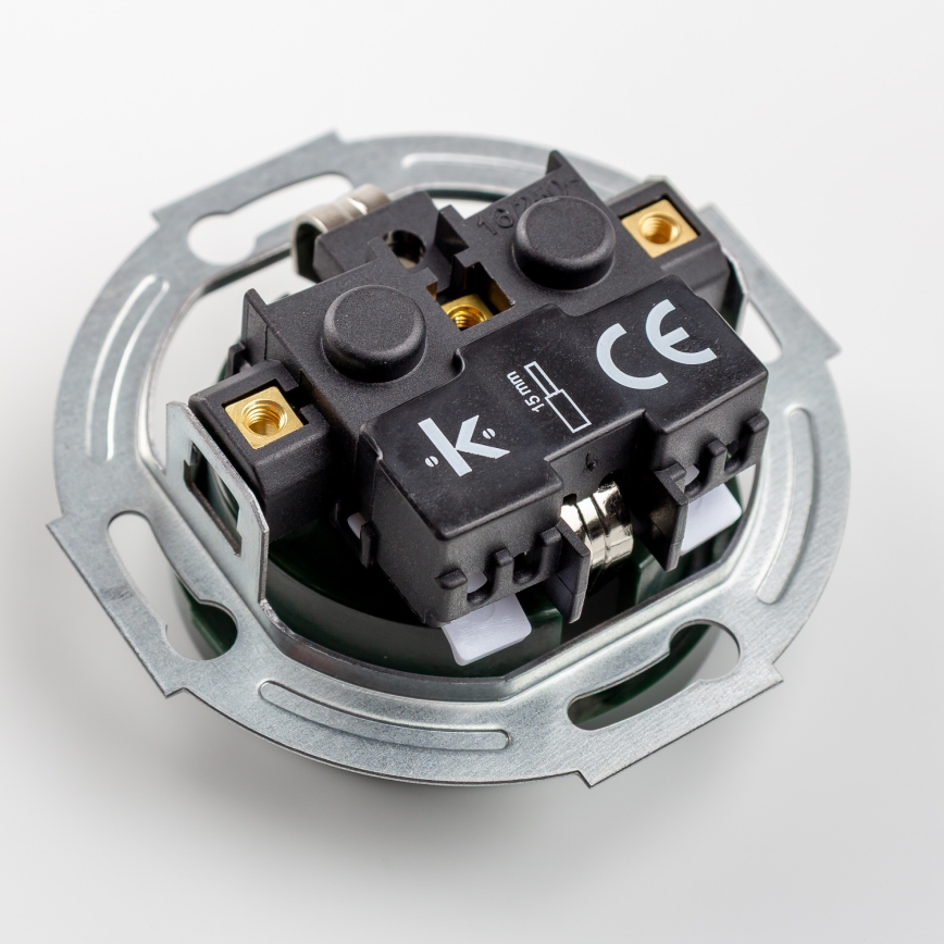 Kliklap - Retro-Einpolschalter Nr. 1 und SCHUKO-Steckdose 230 V mit Rahmen, grün