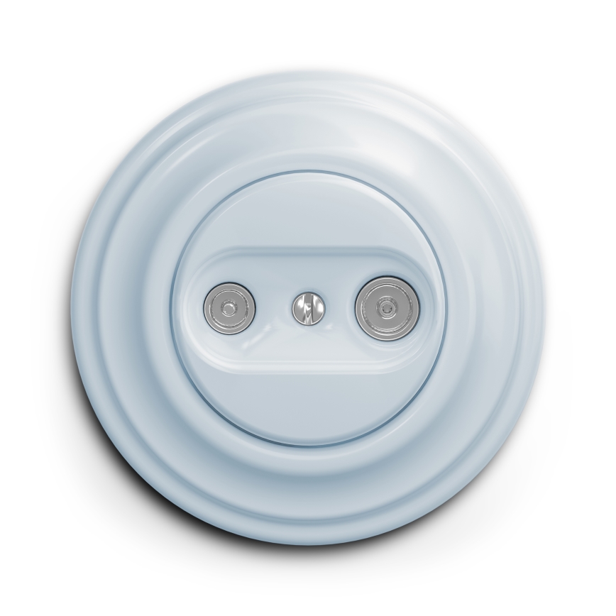 Kliklap - Retro-Enddose TV+R mit Rahmen, blau