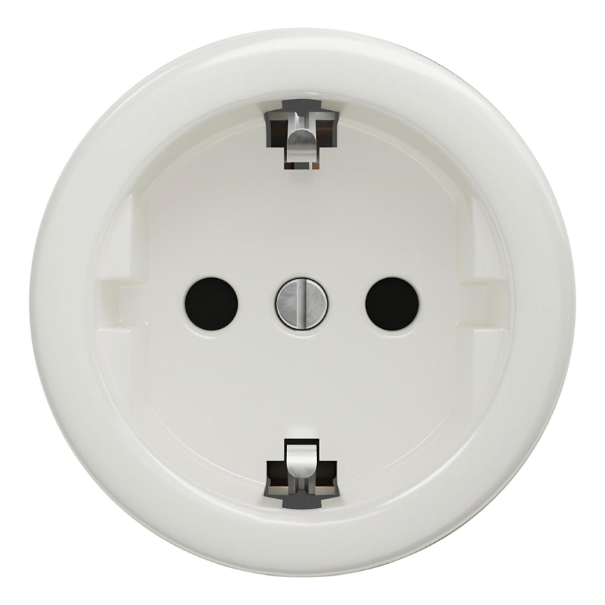 Kliklap - Retro-Haushalts-Schuko-Steckdose ohne Rahmen, 230 V/16 A, weiß