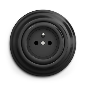 Kliklap - Retro-Haushaltssteckdose mit Rahmen, 230 V, schwarz