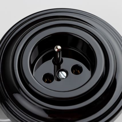 Kliklap - Retro-Haushaltssteckdose mit Rahmen, 230 V, schwarz