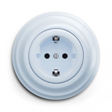 Kliklap - Retro-Haushaltssteckdose mit Rahmen, SCHUKO 230V/16A, blau