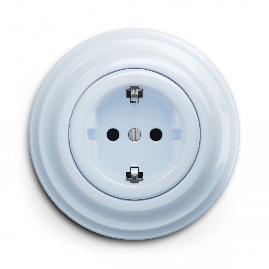 Kliklap - Retro-Haushaltssteckdose mit Rahmen, SCHUKO 230V/16A, blau